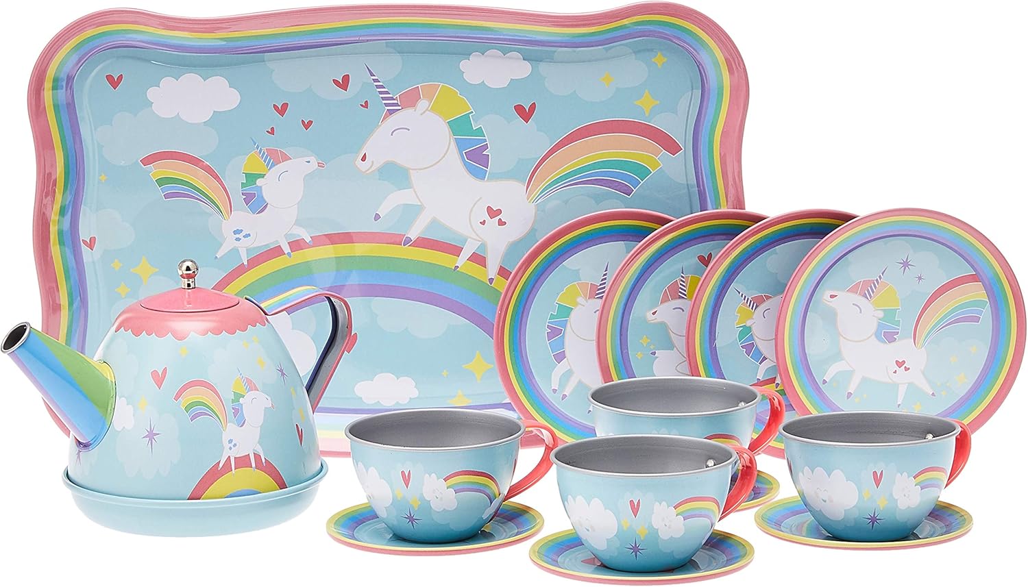 Schylling Schylling Unicorn Tin Tea set - Image 3